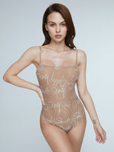 Sheer Meltaway Tank Top Scripted Bodysuit