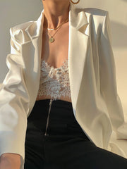 Semi-Sheer Double Hook Lace Crop Cami Top