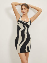 Zebra Print Strapless Bodycon Short Dress