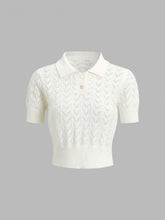 Sheer Wink Eyelet Polo Crop Shirt