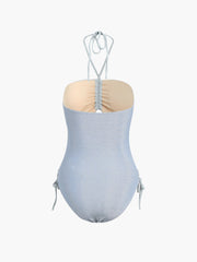 Glitter Halter Cutout One Piece Swimsuit