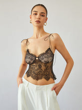 Sheer Tie Shoulder Floral Lace Cami Crop Top