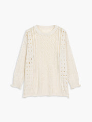 Semi-Sheer Leisure Eyelet Sweater