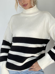 She's Effortless Turtleneck Stripe Sweater
