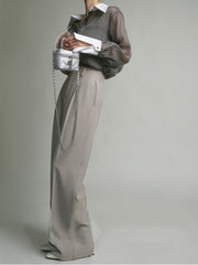 Semi-Sheer Leisure See Through Shirt With Cami Top