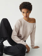 Oatmeal Oblique Hem Sweater