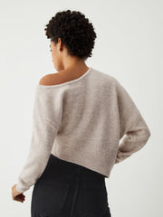 Oatmeal Oblique Hem Sweater