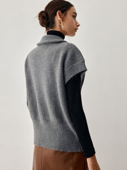 Open Collar Double Zip Curved Cardigan