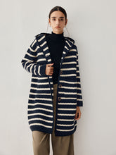 Stripe Hooded Longline Cardigan