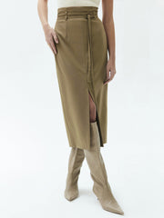 Tied Slit Midi Skirt