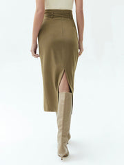 Tied Slit Midi Skirt