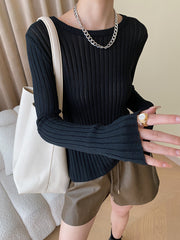 Knit Semi-sheer Long Sleeve Top