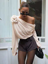 Chiffon Semi-Sheer One Shoulder Asymmetrical Blouse