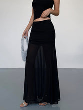 Semi-Sheer Solid Two Layer Maxi Skirt