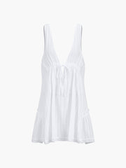 Semi-Sheer Pure Cotton Open Back Short Dress