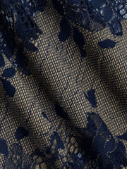 Semi-Sheer Midnight Garden Lace Up Cami Long Dress