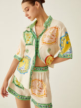 Loosen Printed Satin Shorts Set