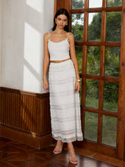 Semi-Sheer Lace Bow Cami Top