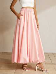 Bubble Elastic Waist Maxi Skirt