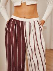 Semi-Sheer Two Tone Pinstripe Pocket Pants