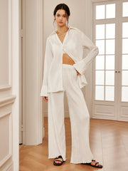 Minimalist Plisse Wide Leg Pants