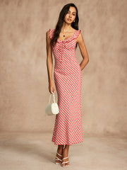 Retro Gingham V-Neck Fishtail Dress