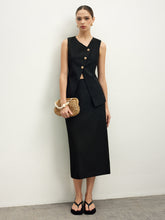 Asymmetrical Button Top A Line Skirt set