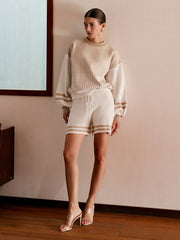 Striped Drawstring Sweater Co-ords