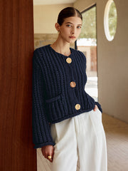 Plain Button Knit Cardigan