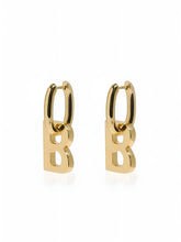 Golden Hoop B-Letter Pendant Earrings