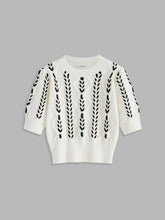 Contrast Binding Cable Knit Top