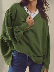 Plain Cotton Split Sweatshirt