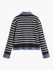 Panel Striped Faux Fur Coat