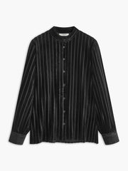 Semi-Sheer Pinstripe Button Polo Shirt