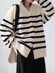 Soft Striped Stretch Cardigan