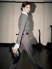 Contrast Trim Soft Lapel Sweater