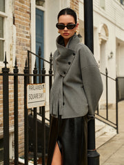 Breasted Wool Coat With Matching Tassel Scarf