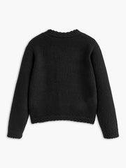 Cable Knit-Trim Breasted Cardigan