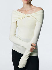 Romance Off-Shoulder Knotted Knit Top