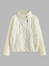 Button-Clasp Neck Panel Knit Outerwear