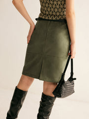 Suede Effect A-Line Skirt Without Belt