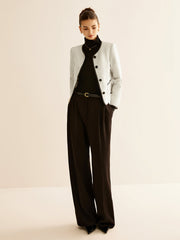 Elegant Contrast Trim Jacket