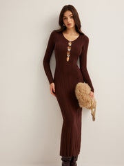 Cutout Slim Sweater Long Dress