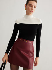 Wool-Blend Color Block Knit Top