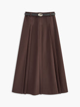 Utility Pleated Belted Midi Skirt