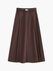 Utility Pleated Belted Midi Skirt