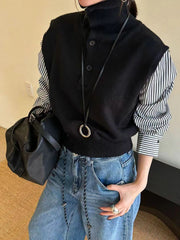 Color Block Panel Lapel Sweater