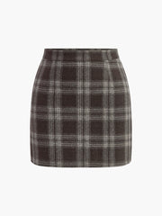 Plaid Tweed Mini Skirt