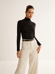 Plain Criss Cross Pleated T-Shirt