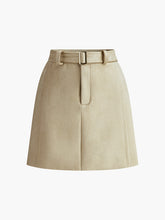 Belted Suede Effect Mini Skirt